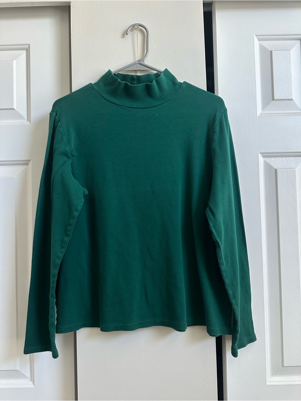 Croft & Barrow Mock Neck Green 100% Cotton Long Sleeve Shirt XL